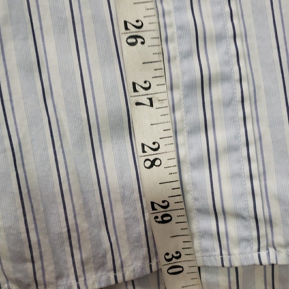 Canali Blue and White Dress Shirt Vertical Striped Pattern - Picture 5 of 6